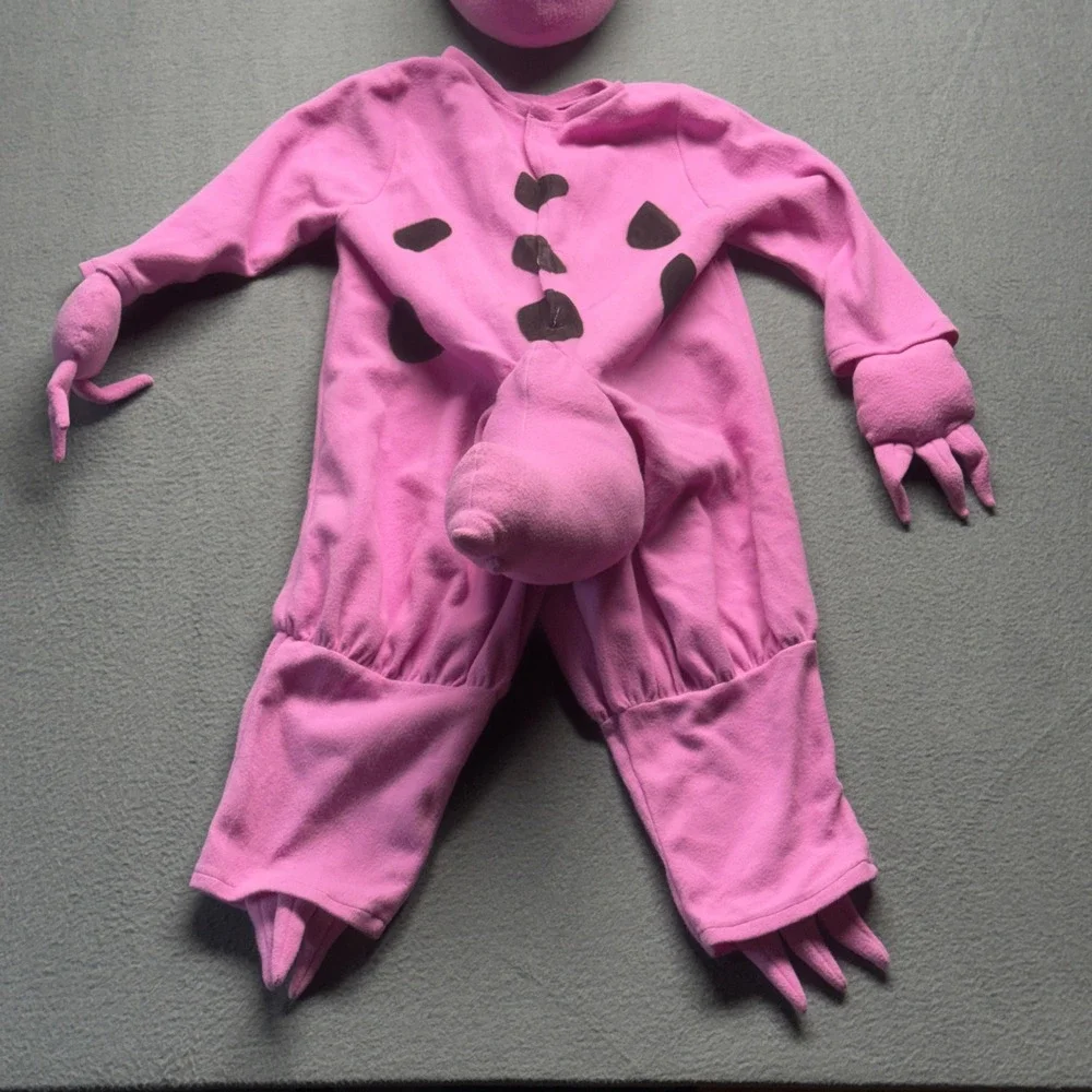 Rubie's The Flintstones Dino Costume Kids Small Pink Dinosaur Jumpsuit Headpiece
